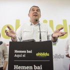 El aspirante de EH Bildu a lendakari, Arnaldo Otegi, el pasado lunes, en una comparecencia ante la prensa en Bilbao.-EFE / JAVIER ZORRILLA