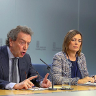 José Antonio de Santiago-Juárez y Milagros Marcos durante la rueda de prensa. --- ICAL