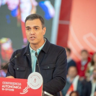 Sánchez, durante su intervención en la conferencia autonómica del PSOE de Extremadura.-DIEGO CASILLAS (EUROPA PRESS)