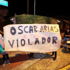 Las protestan en contra de Oscar Arias por las acusaciones en su contra de abusos sexuales.-REUTERS