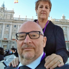 Tato’ ayer, con su esposa, durante el Homenaje de Estado a las víctimas del Covid-19 celebrado en el Palacio Real de Madrid. HDS