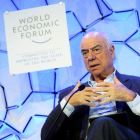 El presidente del BBVA, Francisco González, durante su intervención en la 48ª Reunión Anual del Foro Económico Mundial WEF, en Davos (Suiza).-LAURENT GILLIERON (EFE)