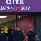 Los jugadores de Francia, en el último entrenamiento en Oita (Japón).-