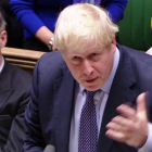 Boris Johnson, primer ministro del Reino Unido, este sábado.-