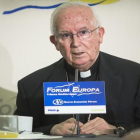 Cañizares, arzobispo de Valencia, durante su intervención en el Fórum Europa Tribuna Mediterránea, este miércoles.-MIGUEL LORENZO
