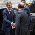 El presidente del CGPJ, Carlos Lesmes, a su llegada al TSJC, este viernes-RICARD CUGAT
