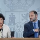 Isabel Celaa y Jose Luis Ábalos, esta mañana en rueda de prensa-JOSE LUIS ROCA