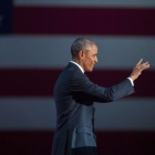 Barack Obama, durante su discurso de despedida en Chicago.-AFP / DARREN HAUCK