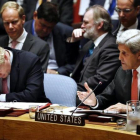 Kerry (derecha) habla junto a Boris Johnson, ministro de Exteriores británico, en el Consejo de Seguridad de la ONU, este miércoles, en Nueva York.-REUTERS / LUCAS JACKSON