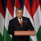 Viktor Orbán, en su mitin en Budapest.-AFP / ATTILA KISBENEDEK