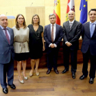 (I a D) El director general de la PAC, Pedro Medina Rebollo; la viceconsejera de Agricultura y directora del ITA, Ana Asenjo; la consejera de Agricultura, Milagros Marcos; el secretario general, Eduardo Cabanillas; el director general de Agropecuaria e In-Ical