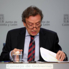 El consejero de la Presidencia y portavoz de la Junta, José Antonio de Santiago, durante la rueda de prensa posterior al Consejo de Gobierno de Castilla y León-Ical