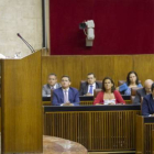 Susana Díaz, el 4 de septiembre del 2013, durante su discurso en el pleno de debate de investidura en el Parlamento andaluz.-Foto: EFE / JULIO MUÑOZ
