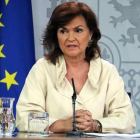 Carmen Calvo, en una rueda de prensa del Consejo de Ministros.-ACN