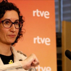 Marta Rovira, en una rueda de prensa en la sede de la agencia Efe en Barcelona, este lunes.-RAFA GARRIDO (ACN)
