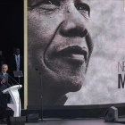 Obama, durante la conferencia sobre Mandela en Johannesburgo.-AFP / GIANLUIGI GUERCIA