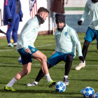 Griezmann y Saúl, en un entrenamiento del Atlético-EFE