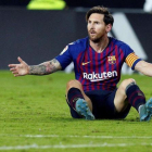 Leo Messi en el partido frente al Valencia en Mestalla.-KAI FORSTERLING