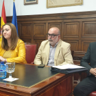 La delegada del Gobierno este lunes en Soria junto a Latorre y responsables de Tráfico. HDS