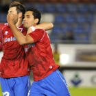 Juanma celebra el tanto logrado el pasado domingo ante el Sporting. / DIEGO MAYOR-