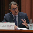Artur Mas, durante su comparecencia en el Parlament, el pasado miércoles, 2 de septiembre, sobre la convocatoria anticipada de elecciones y el 'caso 3%'.-AFP / LLUÍS GENÉ