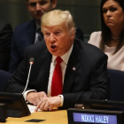 Trump, en las Naciones Unidas, la víspera de su intervención ante la Asamblea General del ente.-SPENCER PLATT (AFP)