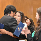 El mandatario presidió el juramento de 268 nuevos abogados en un acto en la sede del Gobierno boliviano en La Paz, entre los que estaba su hija Evaliz.-EFE