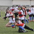 Algunas de las jugadas protagonizadas por el combinado aragonés, ayer, en el partido disputado ante Madrid B en el anexo de Los Pajaritos.-VALENTÍN GUISANDE