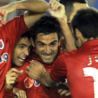 Natalio celebra el primer gol con la camiseta rojilla ante el Guadalajara. / V. Guisande-