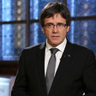 Mensaje de Puigdemont en Twitter con motivo del primer aniversario de su toma de posesión como 'president'.-TWITTER