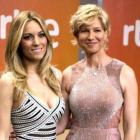 Edurne, con Anne Igartiburu, hoy, en la rueda de prensa de Eurovisión en Madrid.-Foto: EFE / VÍCTOR LERENA