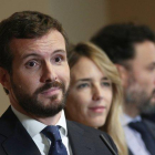 El presidente del Partido Popular, Pablo Casado, durante una rueda de prensa.-EDUARDO PARRA (EUROPA PRESS)