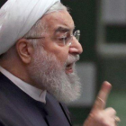 El presidente de Irán, Hassan Rohaní, en el Parlamento en Teherán.-