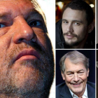 Harvey Weinstein, a la izquierda, el depredador de Hollywood, junto a otros negacionistas del #MeToo: James Franco, Louis C.K., Charlie Rose y Roy Moore.-EL PERIÓDICO