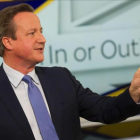 Una imagen del primer ministro británico, David Cameron, en el programa de Sky News de la noche del jueves.-CHRIS LOBINA