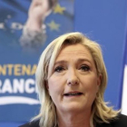 Marine Le Pen, en una conferencia de prensa en Nanterre.-KAMIL ZIHNIOGLU