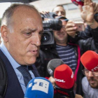 Tebas, presidenta de la Liga, a su entrada en la Ciudad de la Justicia para declarar como testigo en el caso del presunto amaño entre el Levante y el Zaragoza.-MIGUEL LORENZO