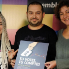 De izquierda a derecha, Maria Morante (CDR), Jordi Pairó (ACN) y Maria Ballester (CUP), en la presentación de la campaña Tu votes, tu comptes.-JORDI PUJOLAR (ACN)