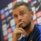 Luis Enrique, en la sala de prensa de Sant Joan Despí.-MARC CASANOVAS