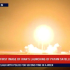 El satélite Payam es lanzado en Irán como se percibe en esta imagen tomada de Reuters TV.-REUTERS