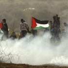 Enfrentamientos en la frontera de Gaza con Israel en el primer aniversario de la Gran Marcha del Retorno.-JACK GUEZ (AFP)