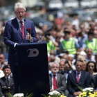 Comienzan los festejos en Kosovo por el 20 aniversario del final de la guerra. En la foto, Bill Clinton durante el discurso pronunciado en Pristina.-FLORION GOGA (REUTERS)