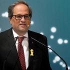 Quim Torra, este viernes, durante su intervención en un foro empresarial en La Seu dUrgell.-EFE