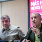 Los secretarios generales de CCOO y UGT, Unai Sordo (i) y Pepe Álvarez (d), en rueda de prensa.-LUCA PIERGIOVANNI (EFE)