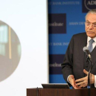 El presidente de la Fundación Bancaria La Caixa, Isidre Fainé, durante su conferencia en Tokio.-
