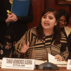 Tamar Arimborgo, congresista convervadora que se opone al enfoque de género en los textos escolares distribuidos por el Ministerio de Educación.-FACEBOOK