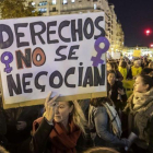 Imagen de la concentración en Valencia contra los postulados machistas de Vox.-EL PERIÓDICO