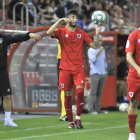 Luis Carrión da indicaciones desde la banda de Los Pajaritos en el partido ante el Athletic.-Valentín Guisande