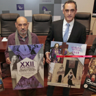 De izquierda a derecha, Caamaño, Ruiz, Navas y Reglero, presentando los carteles de la Semana Santa  de El Burgo, Ágreda y Soria.-MARIO TEJEDOR