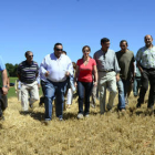 La consejera de Agricultura, Silvia Clemente, en su visita a un campo de La Seca donde se estaban llevando a cabo labores de cosecha. / ÁLVARO MARTÍNEZ-